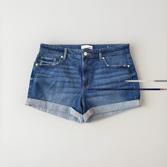Ann Taylor LOFT The Roll Short Mid Rise Womens 28/6 Blue Denim Medium Wash - Picture 1 of 4